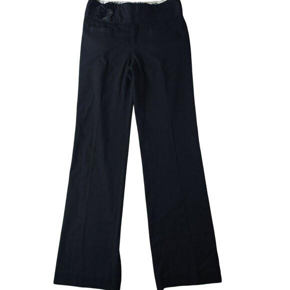 Cartonnier Anthropologie Womens Pants Size 2 Black Blue‎ Striped Corporate Goth - Picture 1 of 8